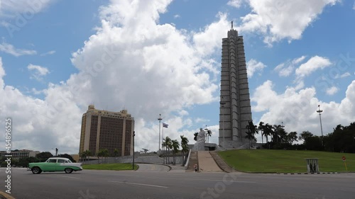 HAVANA, CUBA - Aug 16, 2018: A time-lapse of the Jose Marti memorial and the Ministry building in the Revolution Square, Cuba photo