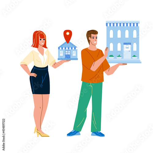 Small And Medium Enterprise Businesspeople Vector. Sme Enterprise Entrepreneurs Businessman And Businesswoman. Characters Man And Woman Commercial Commerce Business Flat Cartoon Illustration