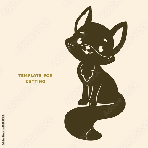 Template for laser cutting, wood carving, paper cut. Silhouettes for cutting. Fox vector stencil