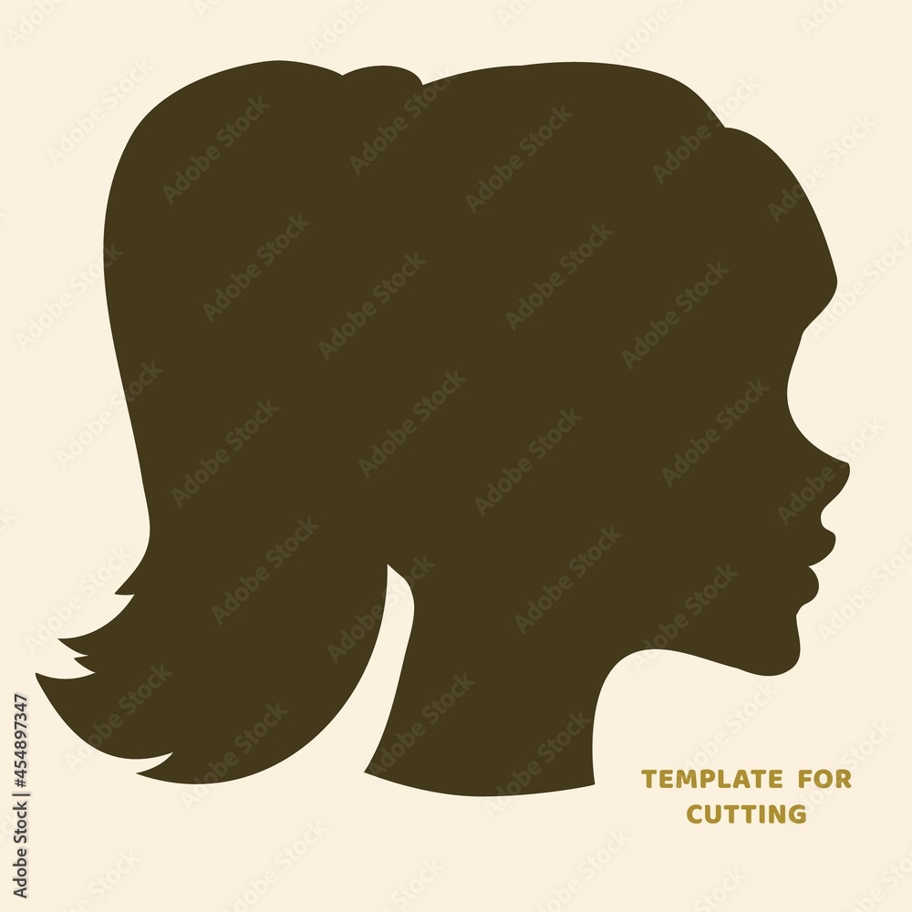 Template for laser cutting, wood carving, paper cut. Silhouettes for cutting. Woman head vector stencil Template for laser cutting, wood carving, paper cut. Silhouettes for cutting. Woman head vector stencil