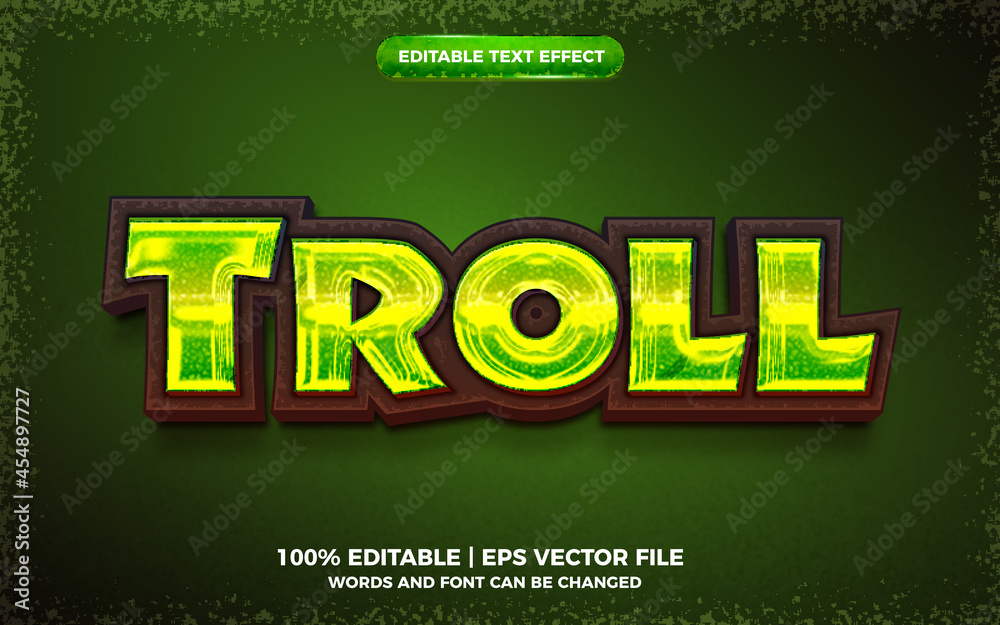 troll bold cartoon game editable text effect 3d template style troll bold cartoon game editable text effect 3d template style