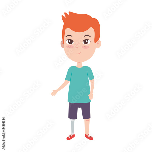 boy with prosthesis leg