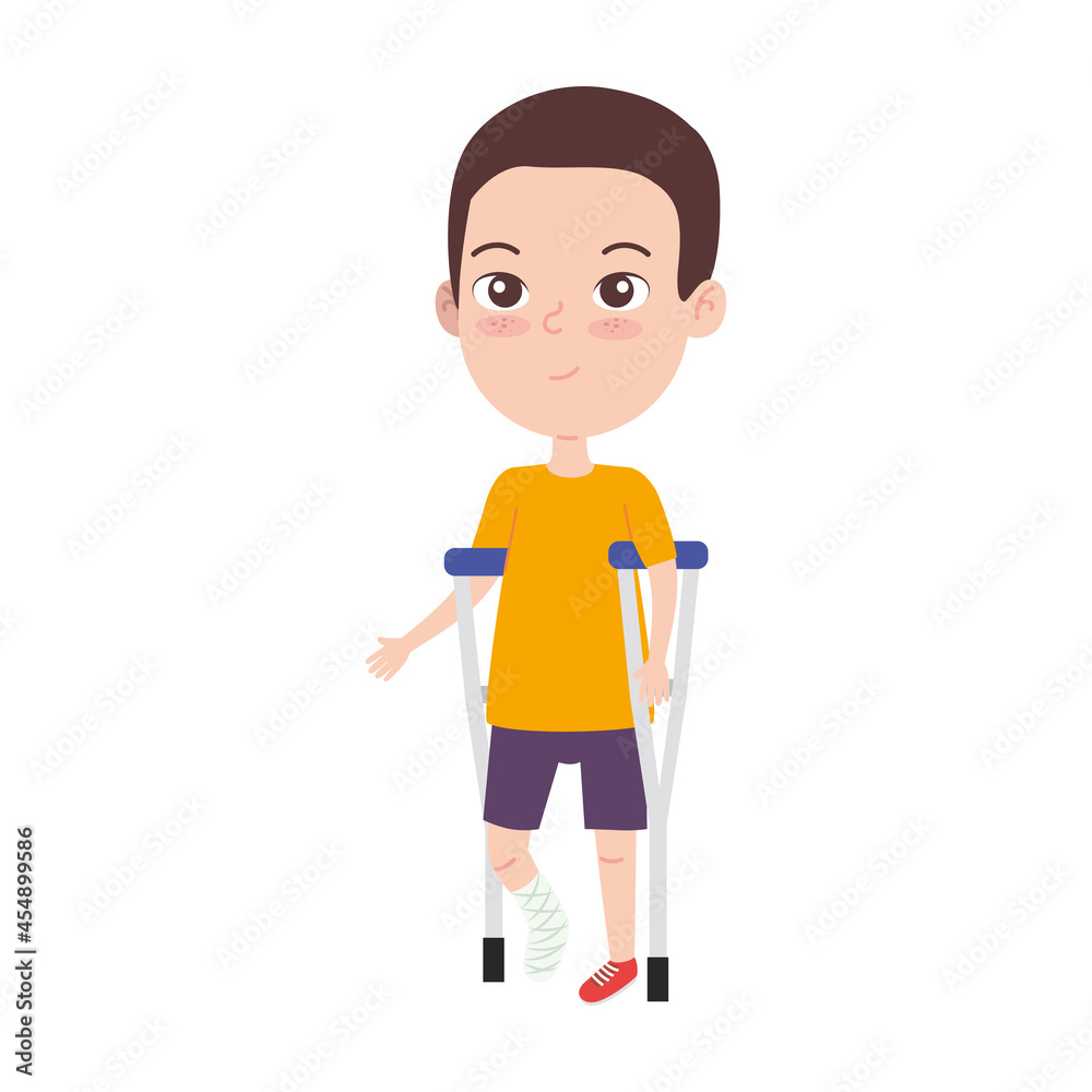 boy with crutches
