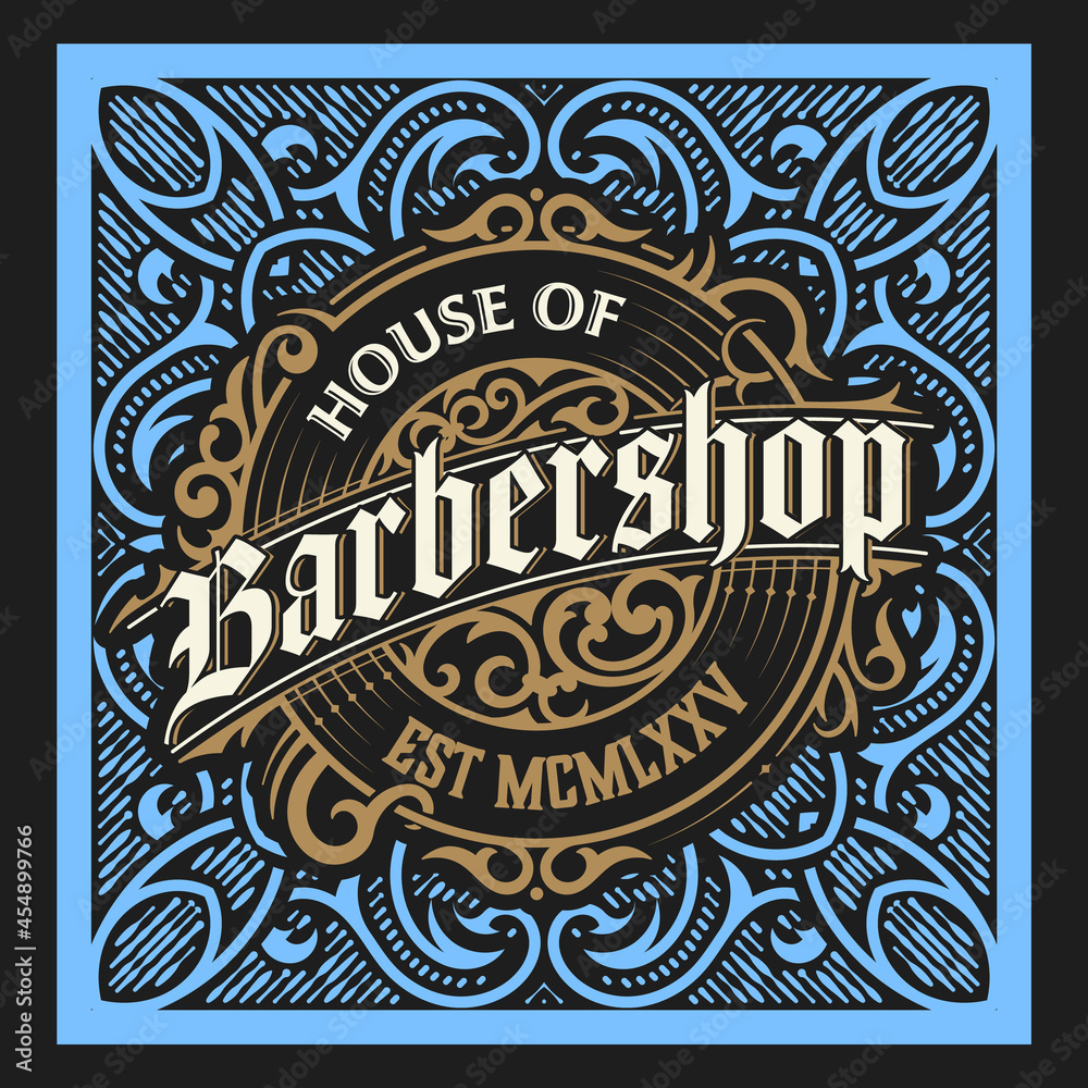 Vintage Barbershop label in vintage style