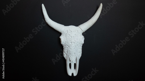 black and white decoration cow head skull