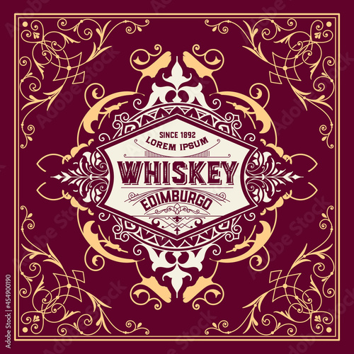 Whiskey label with old frames