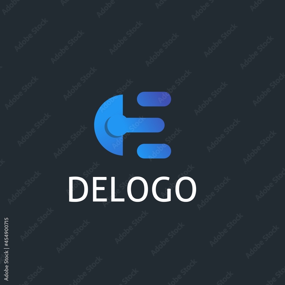 shape logo Letter D, E modern design with bright colors,