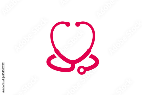 Stethoscope icon with heart shape. Health and medicine symbol