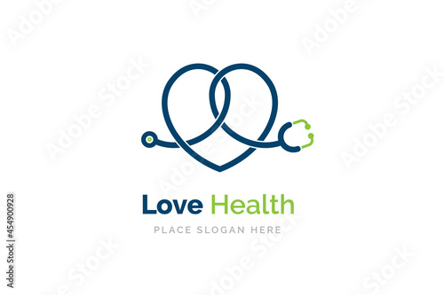 Stethoscope icon with heart shape. Health and medicine symbol