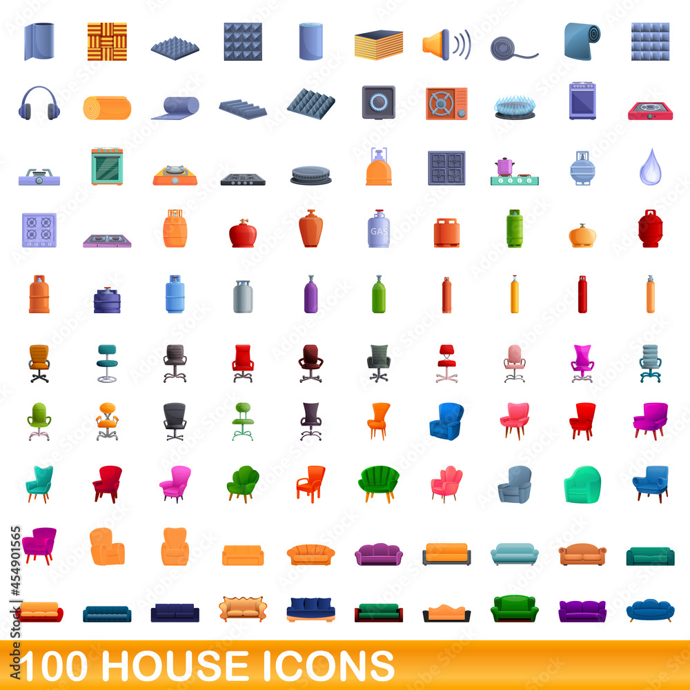 100 house icons set. Cartoon illustration of 100 house icons vector set isolated on white background 100 house icons set. Cartoon illustration of 100 house icons vector set isolated on white background