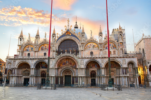 Saint Mark's Basilica at sunset in Venice, Italy