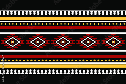 Geometric ethnic oriental seamless pattern traditional Design for background,carpet,wallpaper.clothing,wrapping,Batik fabric,Vector illustration.embroidery style - Sadu, sadou, sadow or sado