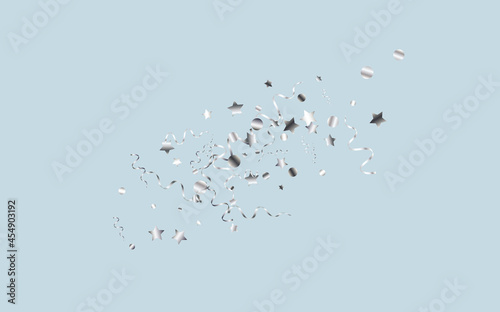 Silver Spiral Isolated Vector Blue Background.
