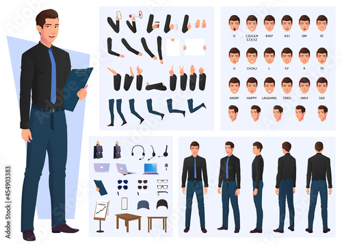 Business Man Character Creation Set, Lip Sync And Hand Gestures