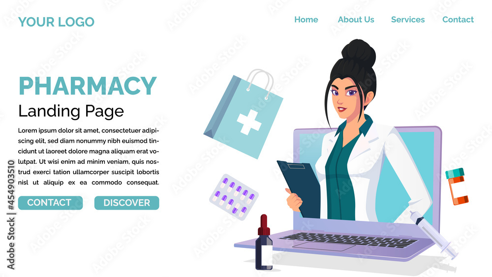 Online Pharmacy, Consultation and Services Landing Page, Template Online Pharmacy, Consultation and Services Landing Page, Template
