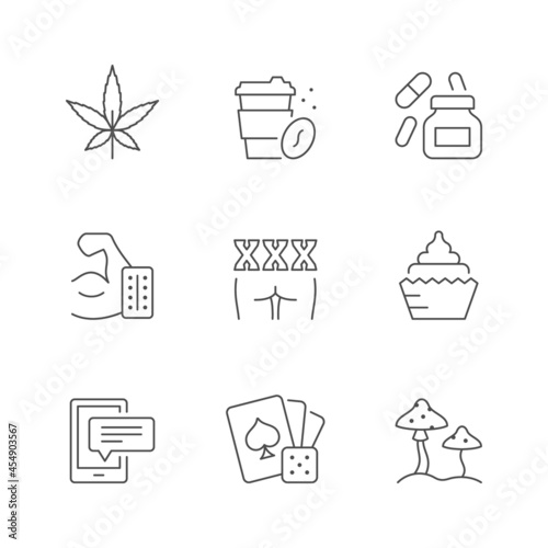 Set line icons of addiction