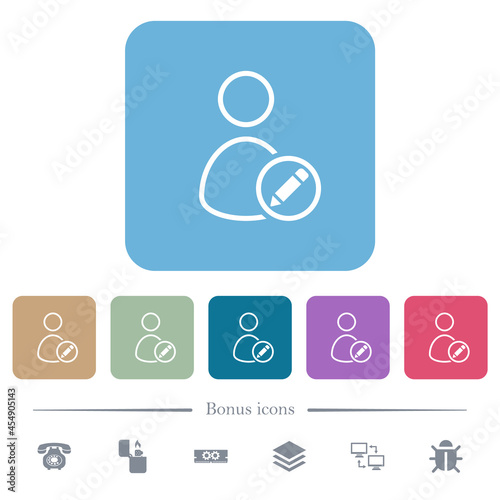 Rename user outline flat icons on color rounded square backgrounds