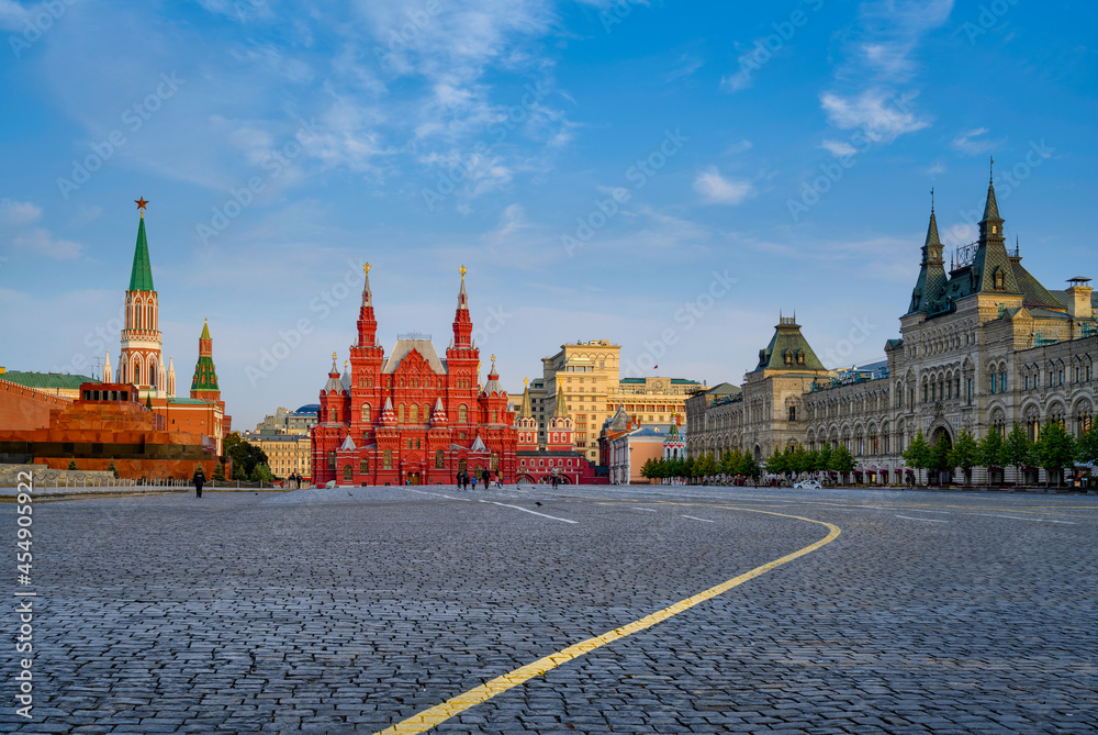 Red Square, Moscow Kremlin and State Historical Museum in Moscow, Russia. Architecture and landmarks of Moscow.