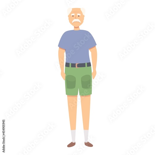 Senior man tourist icon cartoon vector. Adult phone. Older beard