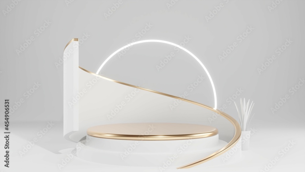 3d geometric shape form rendering in minimal scene podium showcase ...