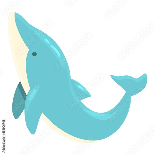 Aqua dolphin show icon cartoon vector. Marine pool. Jumping fish