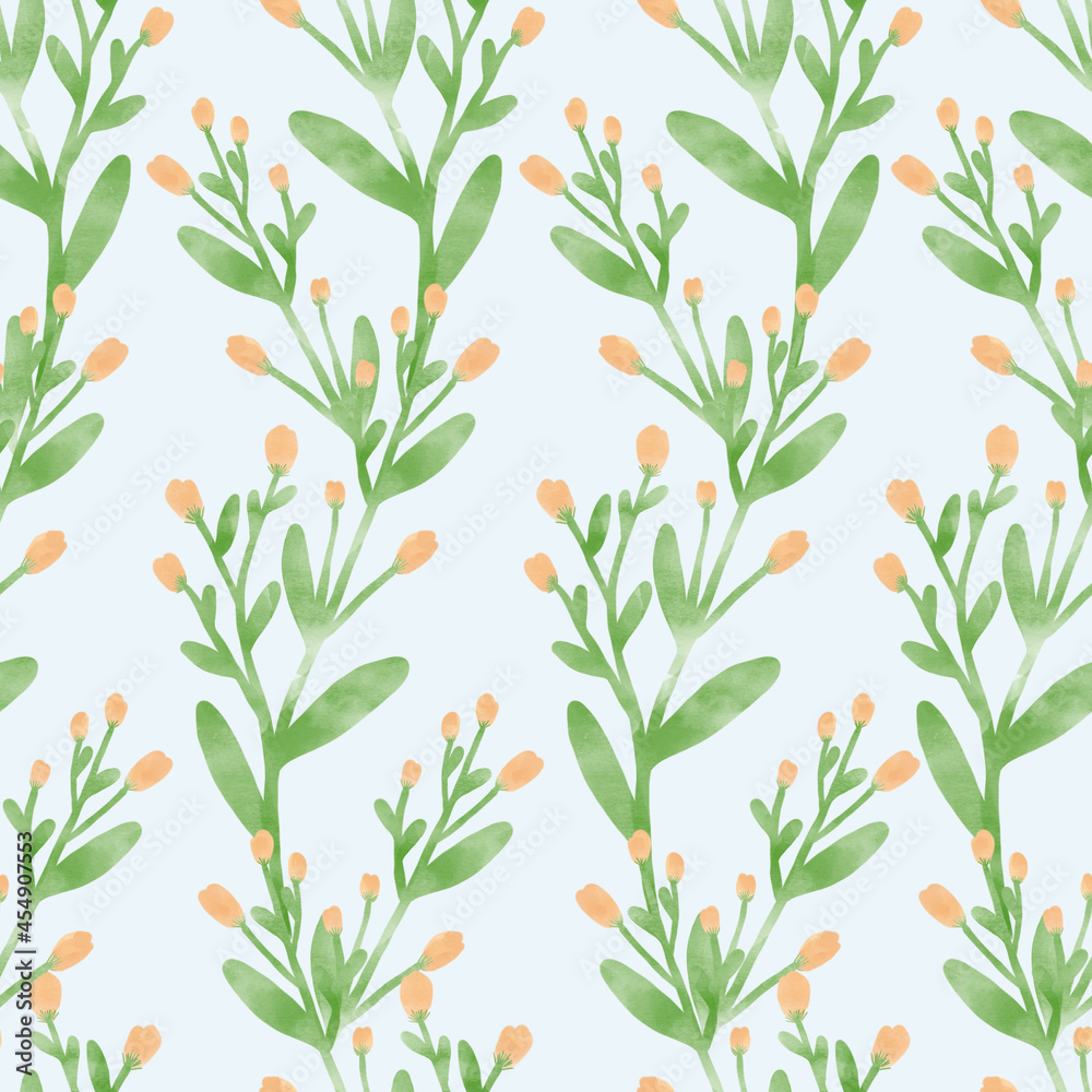 Watercolor Floral Pattern. Floral print collage, seamless floral pattern. decorative elements for design and creativity. Seamless floral pattern. Watercolor. ​Nature concept. 