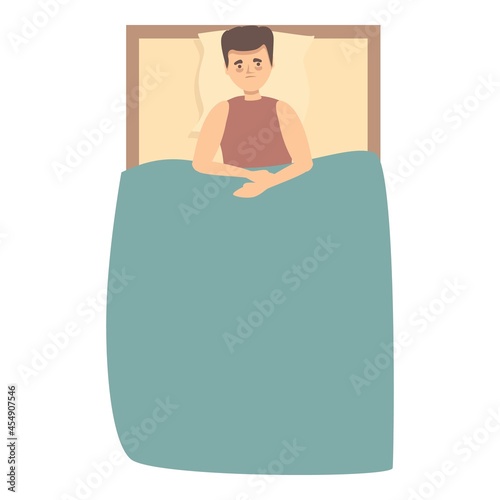 Travel insomnia icon cartoon vector. Jet lag. Rest bedroom