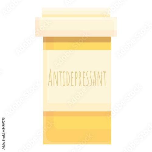 Antidepressant drug icon cartoon vector. Anxiety pill. Medical prescription