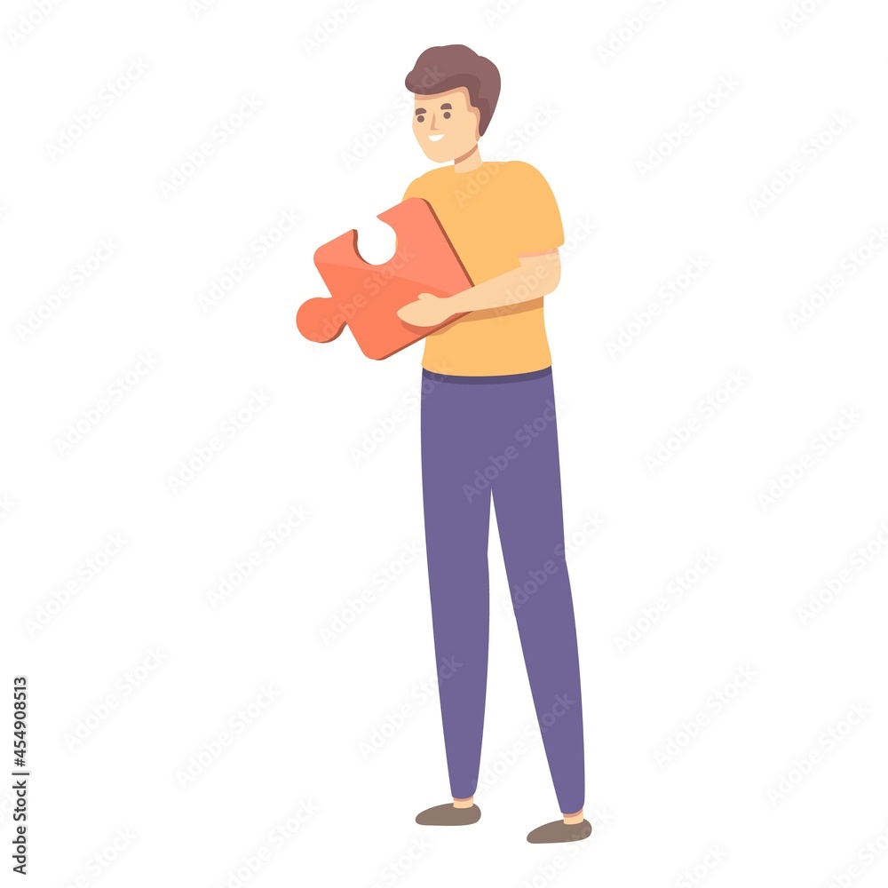 Realization puzzle icon cartoon vector. Business solution. Productive teamwork