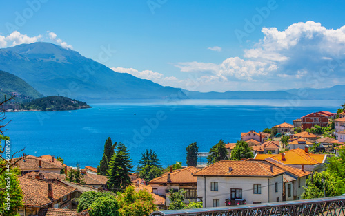 Foto Panorama of lake Ohrid and old town Macedonia, Balkans