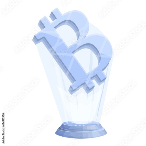 Bitcoin hologram icon cartoon vector. Crypto money. Digital technology