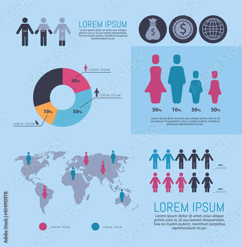 Demography chart symbol collection