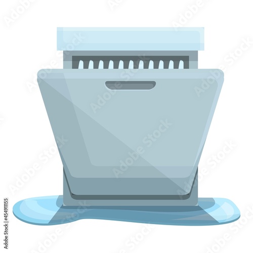 Leaking dishwasher icon cartoon vector. Plumber service. Broken pipeline