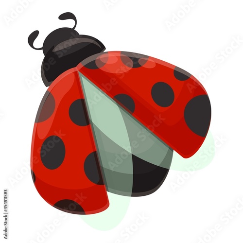 Flying ladybug icon cartoon vector. Insect ladybird. Garden beetle