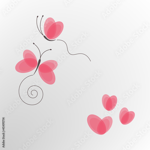 Vector butterflies and hearts design