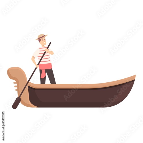 Romantic gondolier icon cartoon vector. Venice gondola. Italian boat