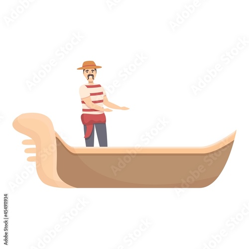 Venezia gondolier icon cartoon vector. Venice gondola. Italian boat