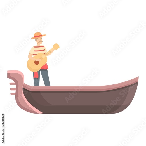 Venetian gondolier icon cartoon vector. Gondola boat. Italian travel