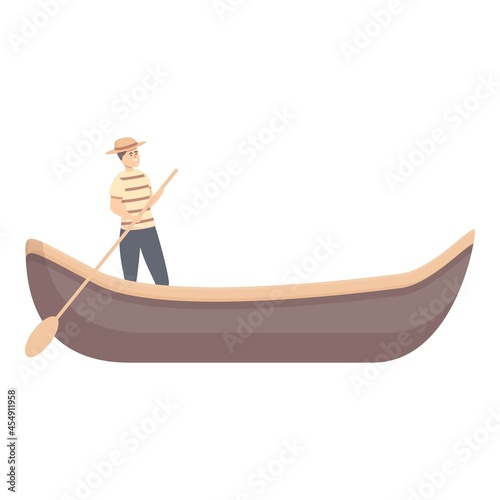 Love gondolier icon cartoon vector. Gondola boat. Italian travel