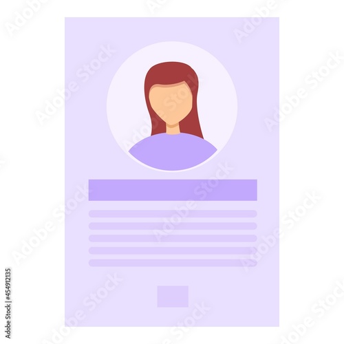 Girl cv icon cartoon vector. Work candidate. Man agreement