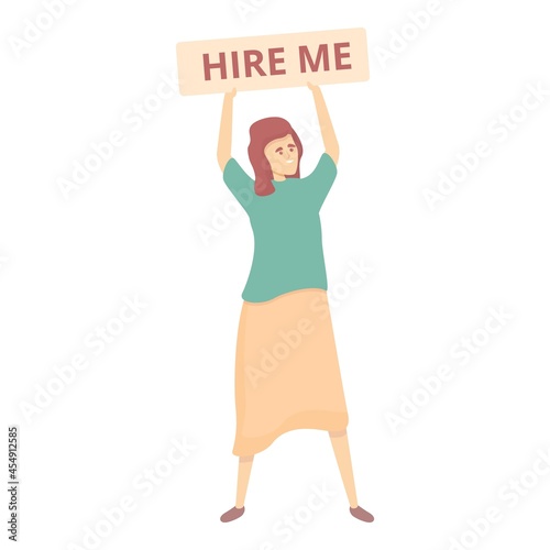Woman hire me icon cartoon vector. Job resume. Online recruit