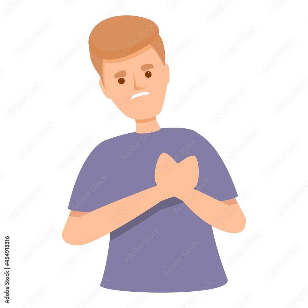 Boy heart attack icon cartoon vector. Pain disease. Cardiac attack Boy heart attack icon cartoon vector. Pain disease. Cardiac attack
