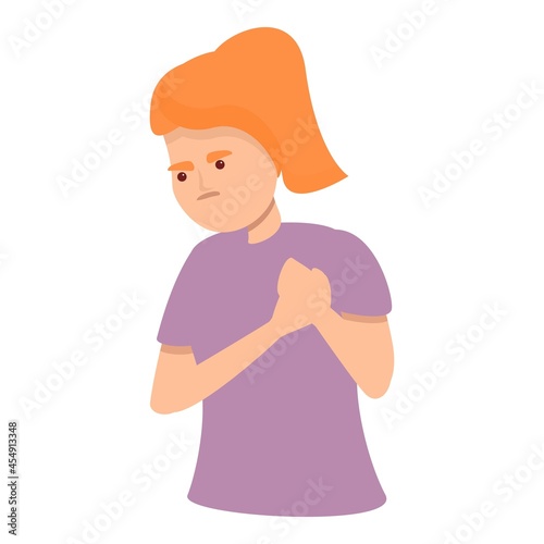 Heart pain icon cartoon vector. Heart attack. Woman disease