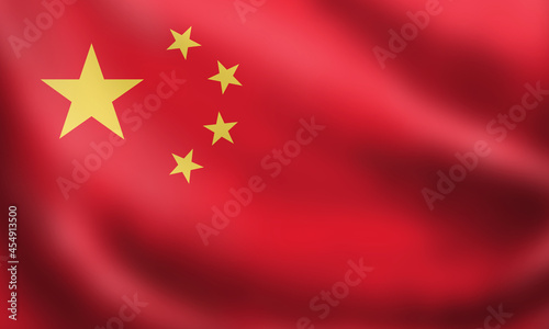 Flag of the People's Republic of China "Five-star red flag. 3D rendering waving waving flag High quality image. Official Chinese state symbol of the country. Original colors, sizes and shapes.
