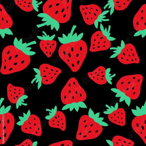 Seamless Strawberry Background. Strawberry abstract hand drawn seamless pattern for typography, textiles or packaging design. Strawberry Patterns. Vector Stock. Vector Illustration.