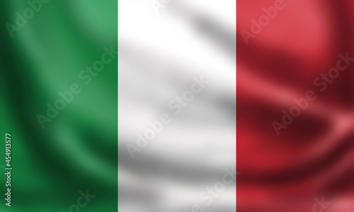 National Flag of Italy. 3D rendering waving flag High quality image. Original colors, sizes and shapes.