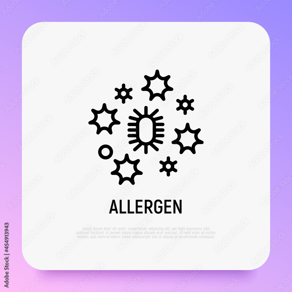 Allergen thin line icon. Pollen, bacteria or dust. Modern vector illustration. Allergen thin line icon. Pollen, bacteria or dust. Modern vector illustration.