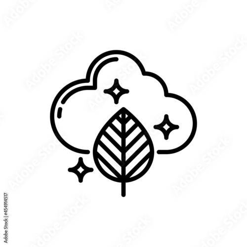 Zero emission thin line icon, plant with cloud. Sustainability concept. Modern vector illustration.