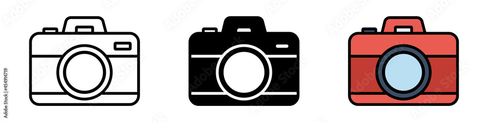 Camera icon set. Flat design icon. Camera icon set. Flat design icon.