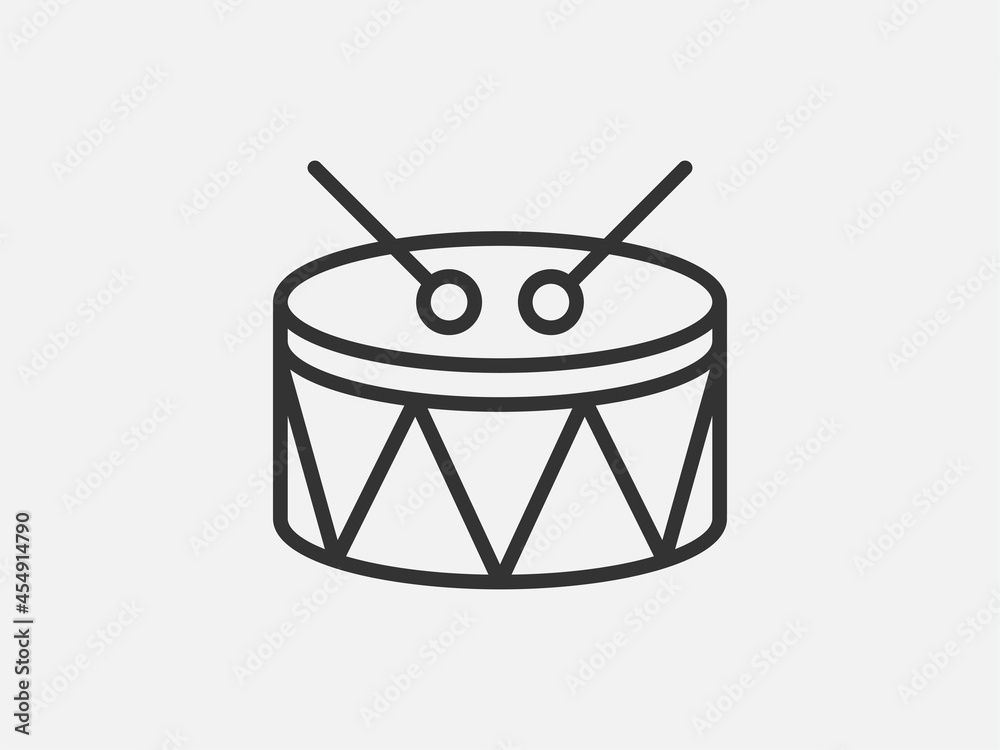 Drum toy icon on white background. Line style vector illustration. Drum toy icon on white background. Line style vector illustration.